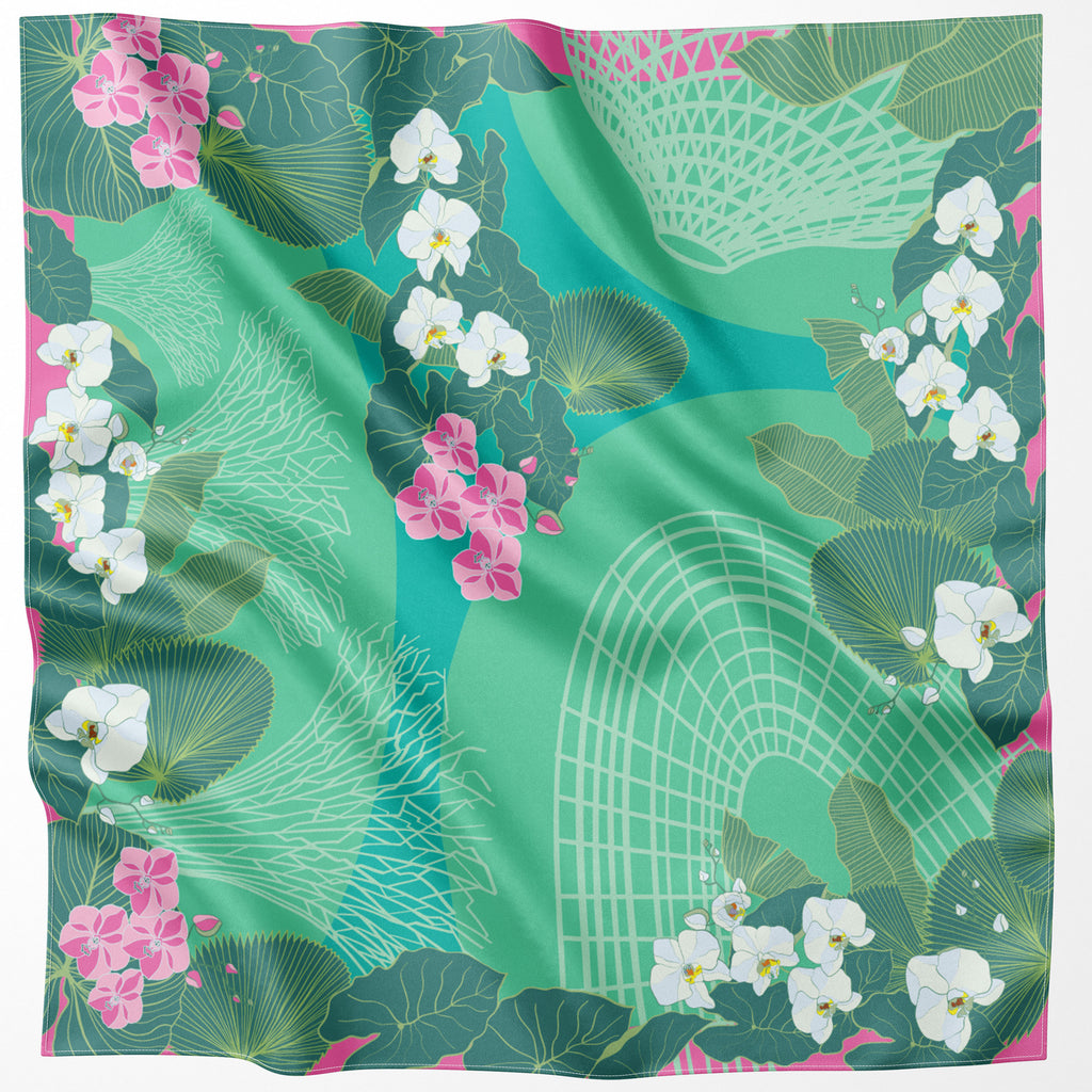 Botanic Oasis by the Bay Silk Scarf