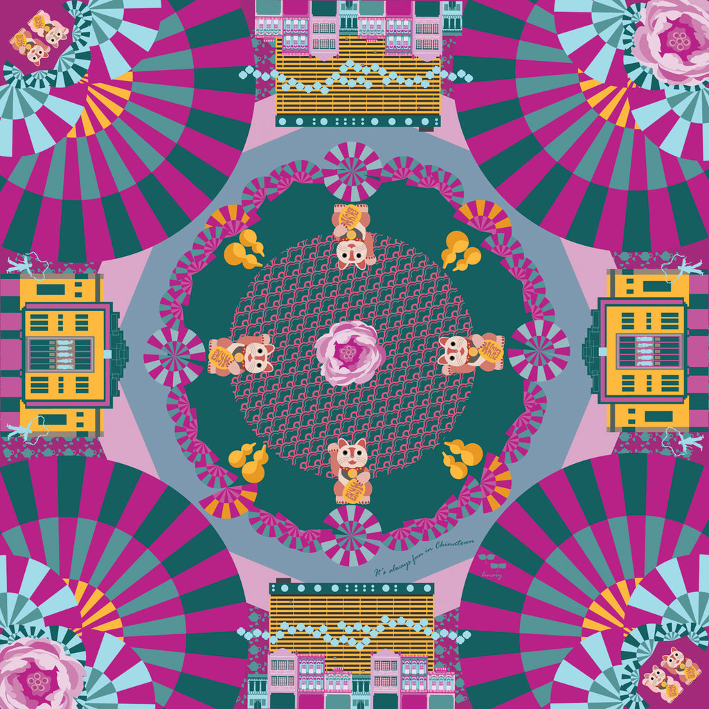 It's Always Fun in Chinatown Silk Scarf